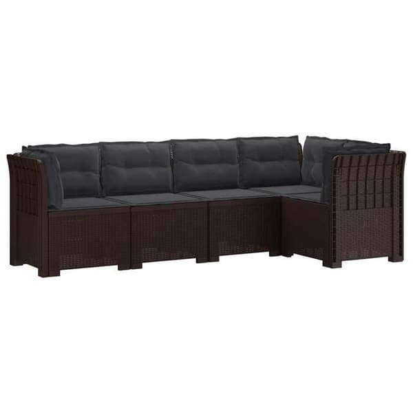 Havemøbel - EKSKLUSIVT HUS - Rattanlook - 5 pladser - Holdbar polypropylen - Brun brun