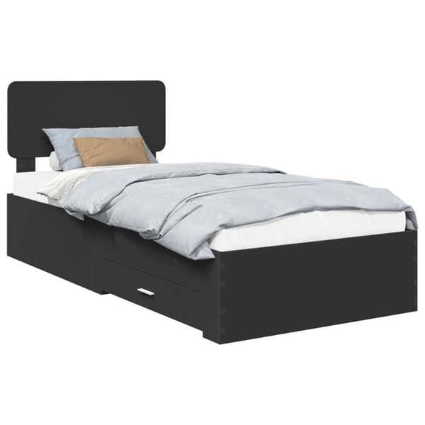 Maison Exclusive - Sängram med låda Svart 75 x 190 cm Ingenjörsträ