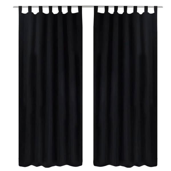 Maison Exclusive - 2 stk. Gardiner med Stropper Micro Satin Sort 140 x 225 cm