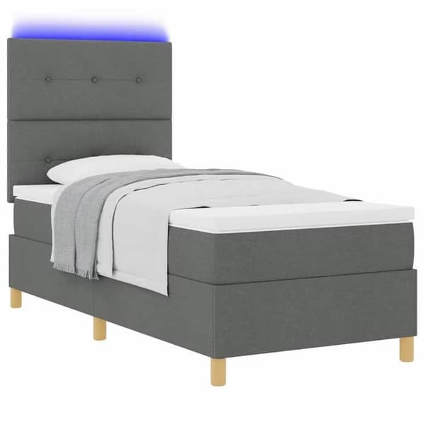 Maison Exclusive - LED-jousipatja Tummanharmaa 100 x 200 cm kangas Mörkgrå