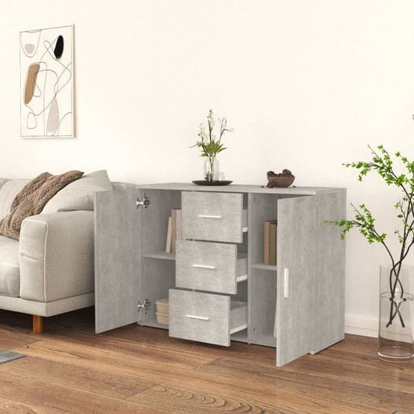 Maison Exclusive - Buffet Grå beton 91x29,5x65 cm Ingeniørtræ