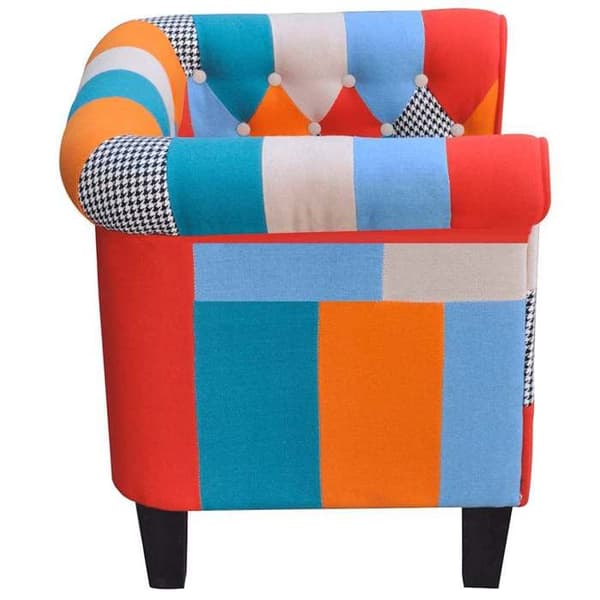 Fåtölj - Patchwork - 100% polyester tyg - Gul - Ergonomisk sits i skum