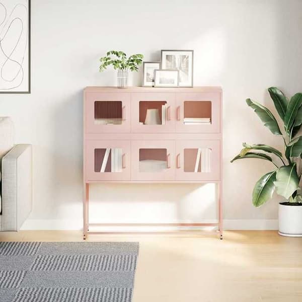 Maison Exclusive - Buffé rosa 100,5x39x107 cm kallvalsat stål