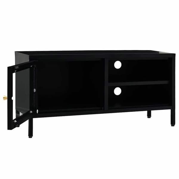 Maison Exclusive - TV-møbel Sort 90x30x44 cm Stål og glas Svart
