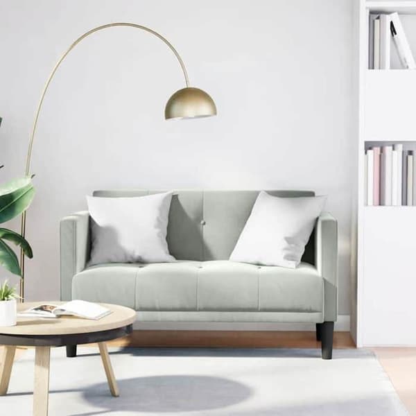 Divaani - MAISON EXCLUSIVE - 111 cm - Vaaleanharmaa sametti - 2 paikkaa - Istuin vaahtomuovia & jousia ljusgrått