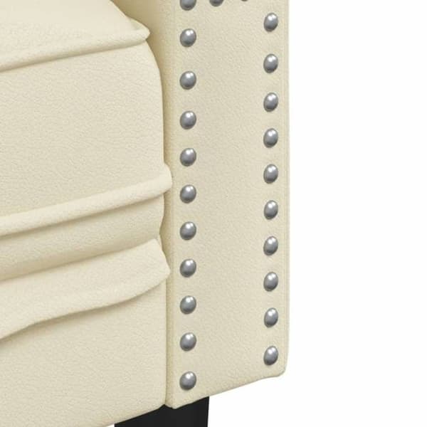 Maison Exclusive - Chesterfield soffgrupp 2 delar i krämfärgad konstläder