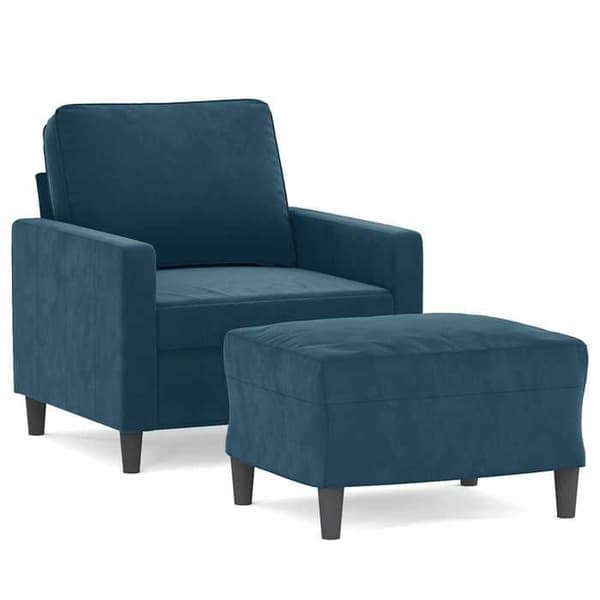 Maison Exclusive - Fåtölj med fotpall Blå 60 cm Sammet Blå