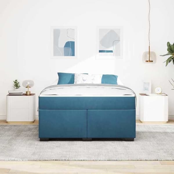 Maison Exclusive - Sängram med madrass Mörkblå 140 x 200 cm tyg Mörkblå