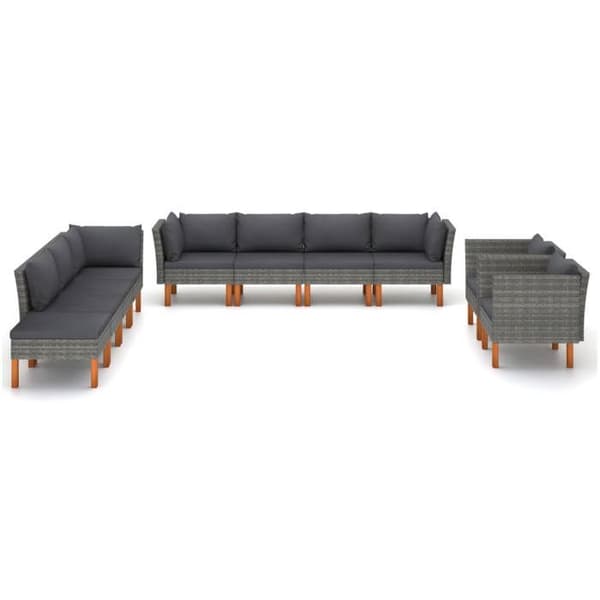 Maison Exclusive - Havegruppe 10 stk. Vævet harpik og eucalyptus træ Grå