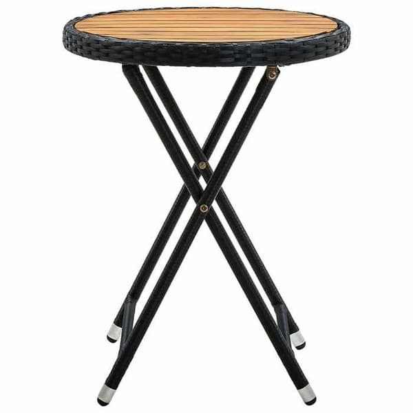 Maison Exclusive - Svart tebord 60 cm i flätad resin och solid akaciaträ