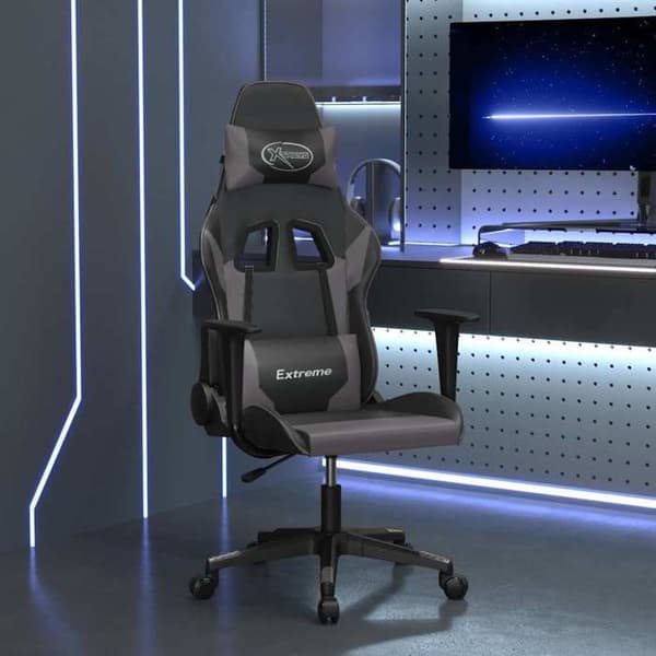 Maison Exclusive - Spilestol med massage i sort og grå kunstlæder
