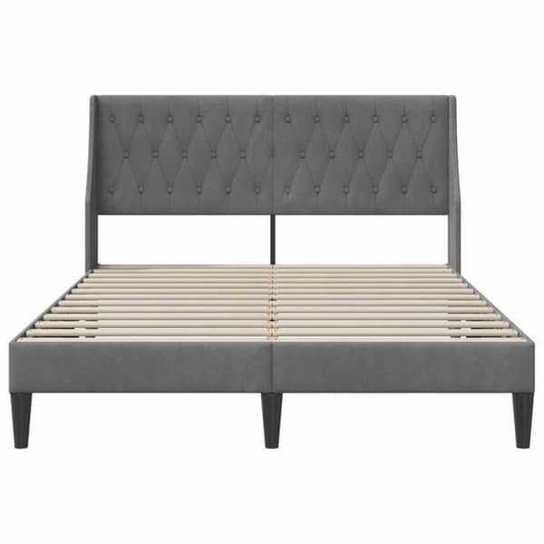 Maison Exclusive - Sängram med huvudgavel Mörkgrå 140 x 200 cm Sammet