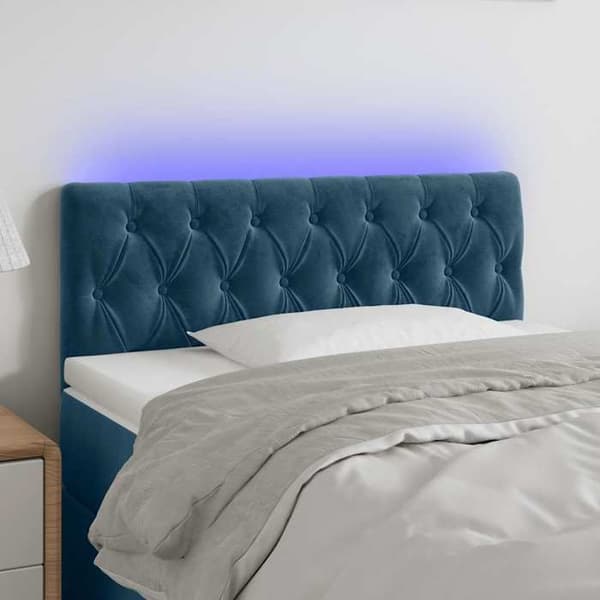 Maison Exclusive - Hovedgærde med LED Blå mørk 100x7x78/88 cm Velour Mörkblå