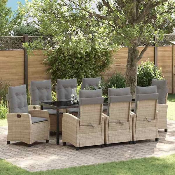 Maison Exclusive - 9 pc spisestue sæt til haven i beige polyrotin beige