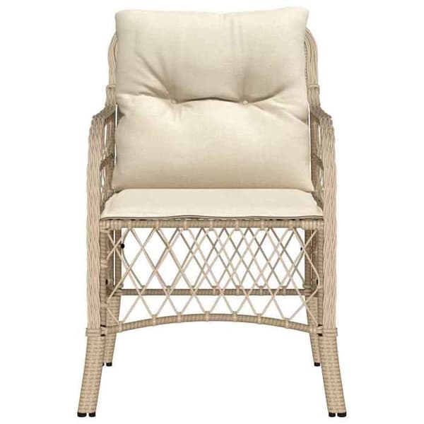 Maison Exclusive - Trädgårdsstolar med kuddar, set om 2, beige flätad resin