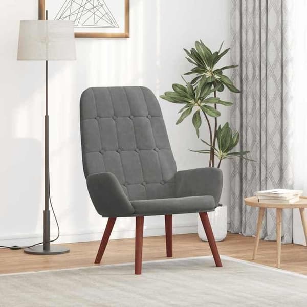 Maison Exclusive - Tummanharmaa samettinen nojatuoli
