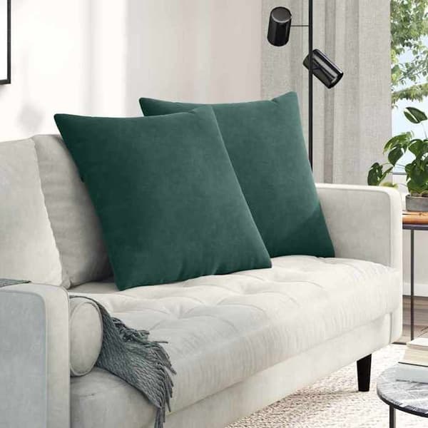Sofa puder - EKSKLUSIV HUS - 80 x 80 cm - Sæt af 2 - Fløjl - Mørkegrøn Mörkgrön