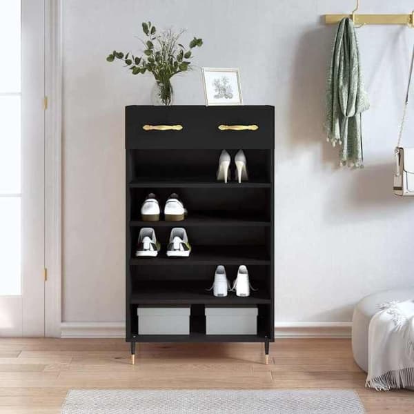 Maison Exclusive - Skoskab sort 60x35x105 cm ingeniørtræ