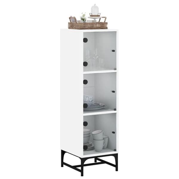 Maison Exclusive - Buffet med hvide glasdøre 35x37x120 cm Vit