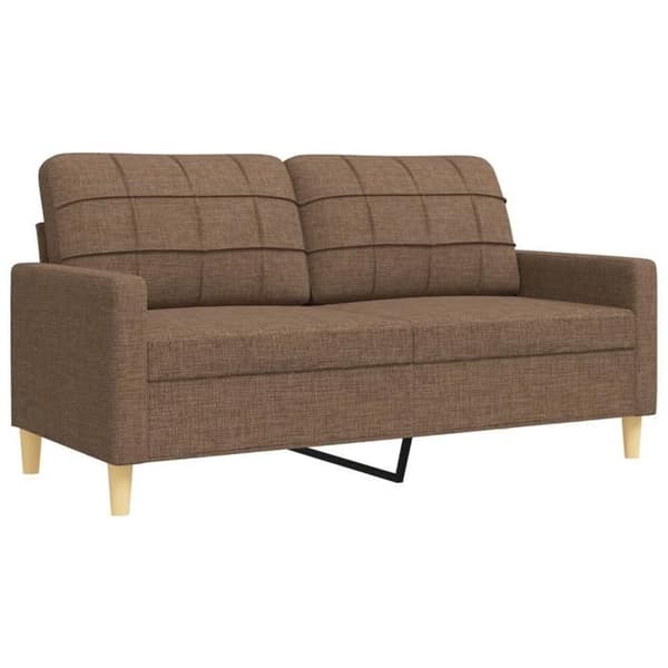 Maison Exclusive - 4-delars soffgrupp med brun tygfotpall