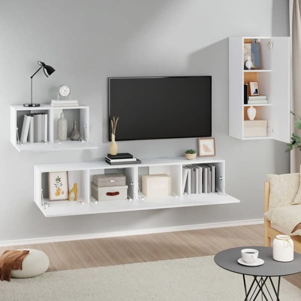 Maison Exclusive - 4 dele TV-møbel sæt Hvid Ingeniørtræ Vit