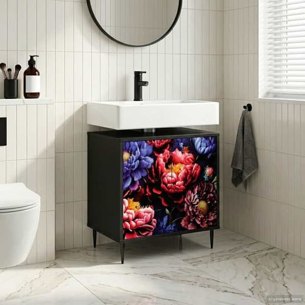 Maison Exclusive - Badeværelsesskab KIEL Sort eg 60 x 40 x 61 cm