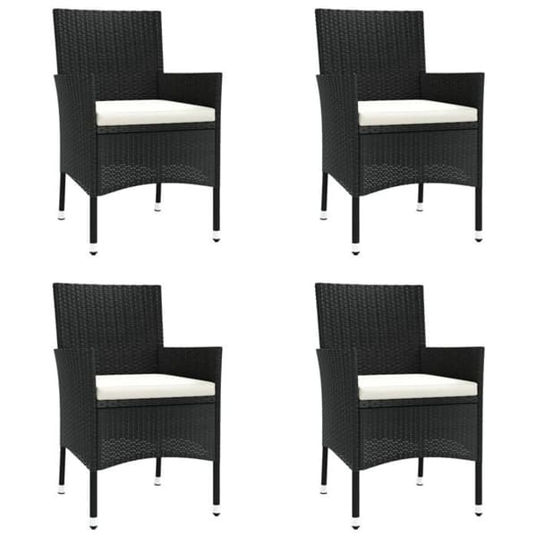 Maison Exclusive - Havebistro sæt 5 dele med sorte puder i poly rattan Svart