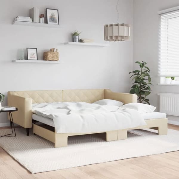 Maison Exclusive - Päivävuode, jossa on vaaleanpunainen vuode 100x200 cm kangas