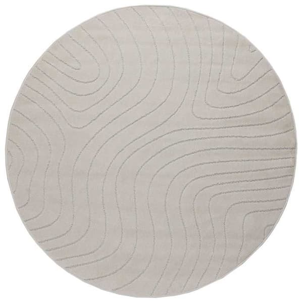 Indendørs og udendørs tæppe - EKSKLUSIV HUS - PALMERAS - Ø 160 cm - Polyester - Skridsikker bagside Grädde