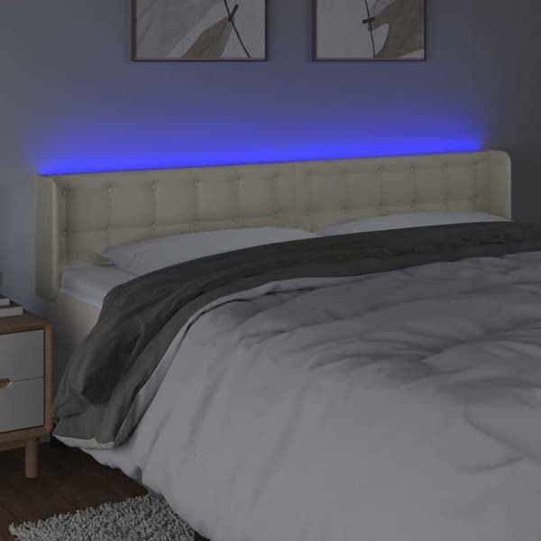 Maison Exclusive - LED Hovedgærde Creme 183x16x78/88 cm Simililæder