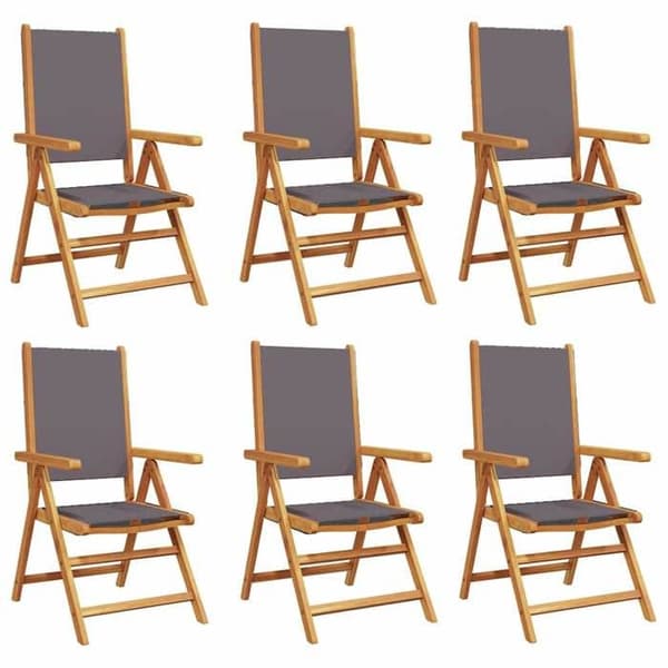 Maison Exclusive - Fällbara lutande fåtöljer, 6 delar, antracittyg och massivt trä