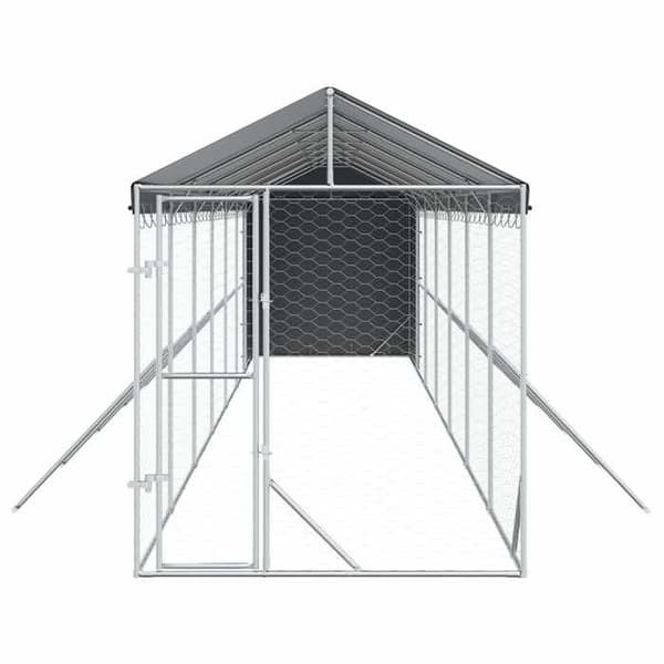 Exklusivt hus - Utomhus hundbur med silvertak 2x14x2,5 m