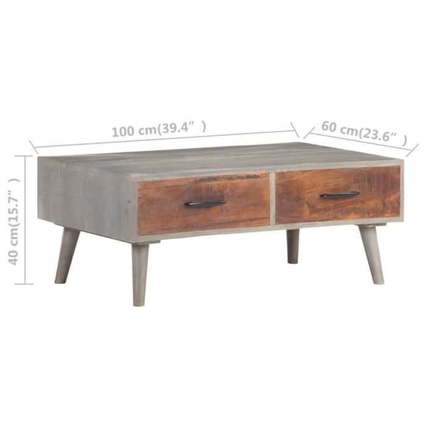 Maison Exclusive - Låg bord Grå 100x60x40 cm Massivt mangoträ rå Grå