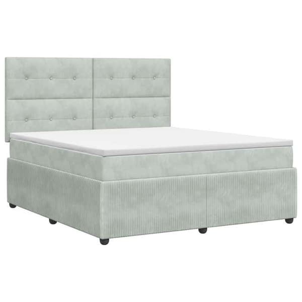 Maison Exclusive - Boxspring-sänky vaaleanharmaalla patjalla 160 x 200 cm Sametti Ljusgrått