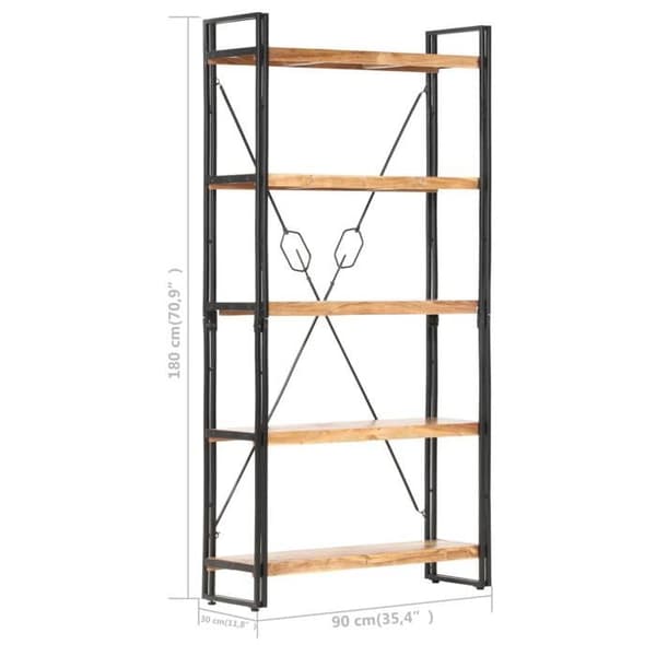 Maison Exclusive - Bibliotek 5 niveauer 90x30x180 cm Solid akacietræ brun