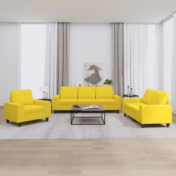 Maison Exclusive - 3 kpl vaaleankeltaisia sohvia kankaasta