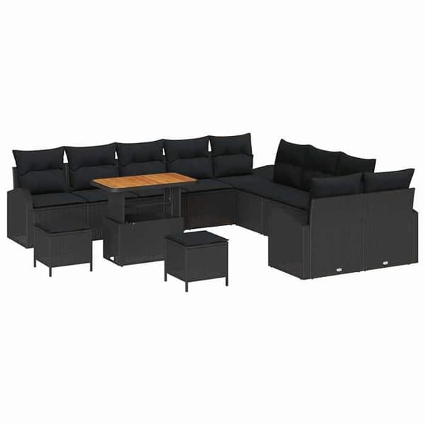 Maison Exclusive - 13-delars trädgårdsoff-set 12-sitsar Svart Svart