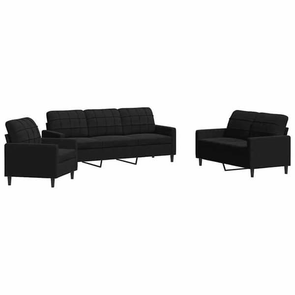 Maison Exclusive - Sæt af 3 sofaer med puder i sort velour