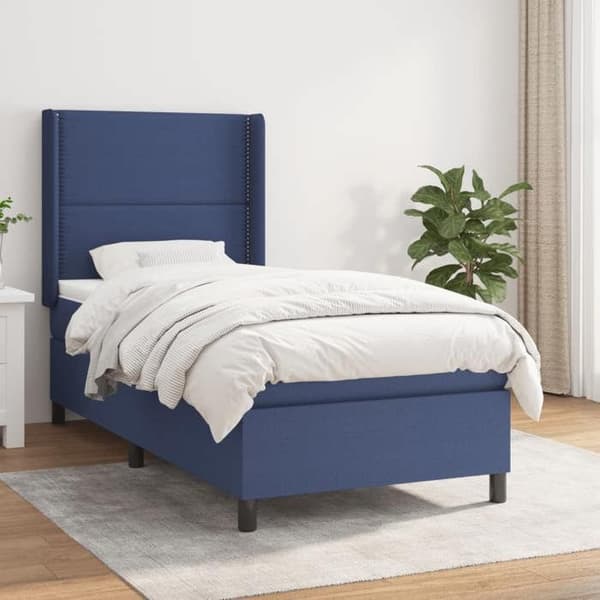 Maison Exclusive - Sengestel med springmadras Blå 90x200 cm Stof