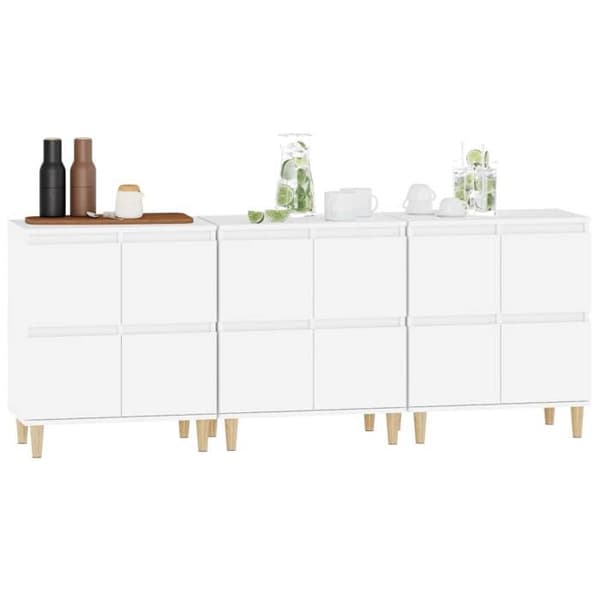 Maison Exclusive - Bufféer 3 st vit 60x35x70 cm ingenjörsträ