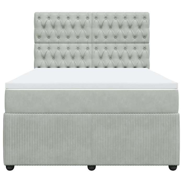 Maison Exclusive - Seng solid bund med socker og madras Grå 160x200cm Velour
