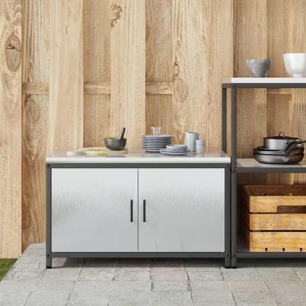Köksförvaringsmöbel - EXKLUSIVT HEM - HATTEM - Silver - 90x50x53 cm - Stålstruktur