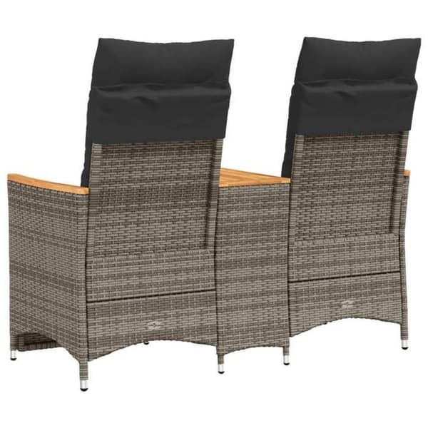 Havemøbel - EKSKLUSIVT HUS - 2 pladser - Grå poly rattan - Justerbar ryg - Indbygget midterbord Grå