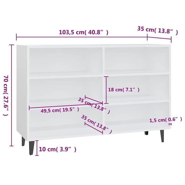 Maison Exclusive - Buffé vit 103,5x35x70 cm ingenjörsträ
