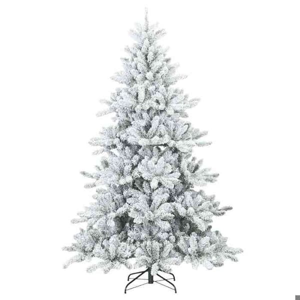 Konstgjord julgran - EXKLUSIV HEM - Ledade grenar - Vit 210 cm - Inbyggda LED-lampor - Fällbart metallstöd Vit