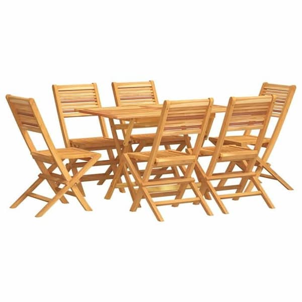 Havemøbler - EKSKLUSIVT HUS - 7 dele - Massivt teak - Sammenklappelig - Hul til parasol