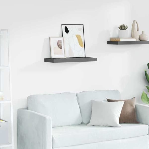 Maison Exclusive - Flydende væghylde Grå blank 60x23,5x3,8 cm MDF