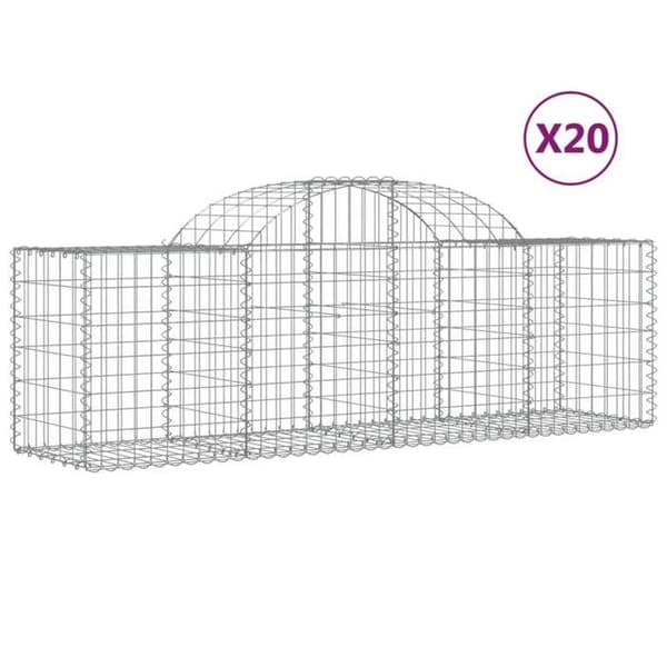 Maison Exclusive - Bågformade gabionkorgar 20 st 200x50x60/80 cm galvaniserat järn silver-