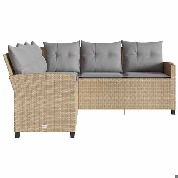 Vinkelsoffa - EXKLUSIV HEM - L-soffa - Beige flätad resin - Stålram - Avtagbara kuddar beige