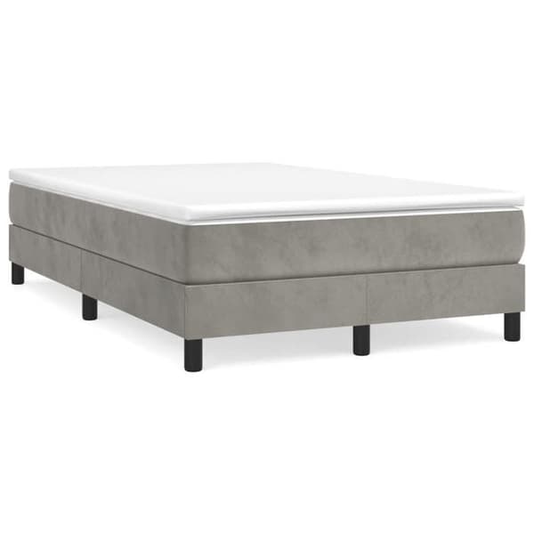 Sengestel - EKSKLUSIV HUS - 120x200 cm - Lys grå velour - Lamelseng - Robuste ben ljusgrått